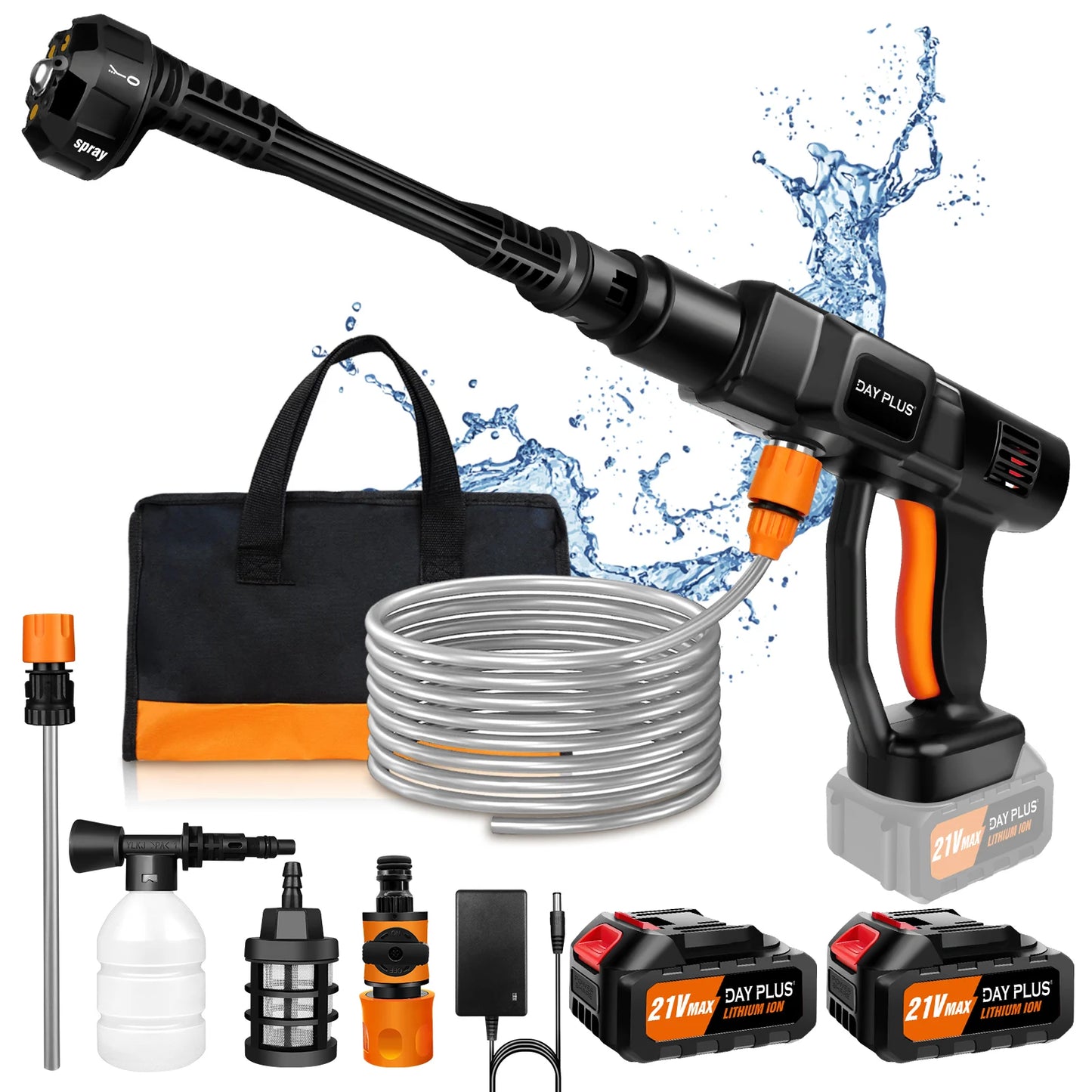 Cordless Pressure Washer, Portable Power Washer with  4.0Ah Battery 6-in-1 Nozzle, Handheld Brushless High-Pressure Car Washer